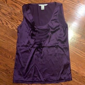Diane von Furstenburg purple silk ruffle tank S